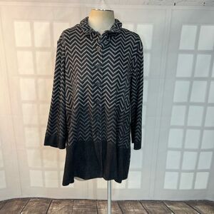 John & Mark Black Geometric Button Down Long Sleeve Cardigan Sweater Size XL